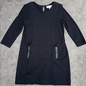 Black Philosophy shift Dress with faux leather trim at pocket - size M